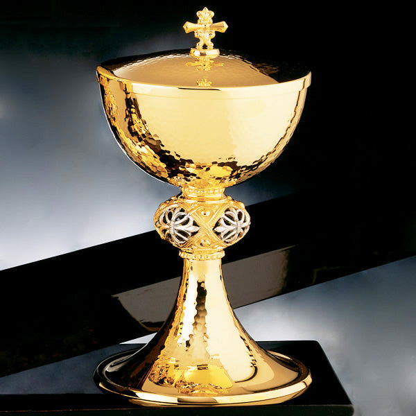 Two-Tone Filigree Hammered Ciborium