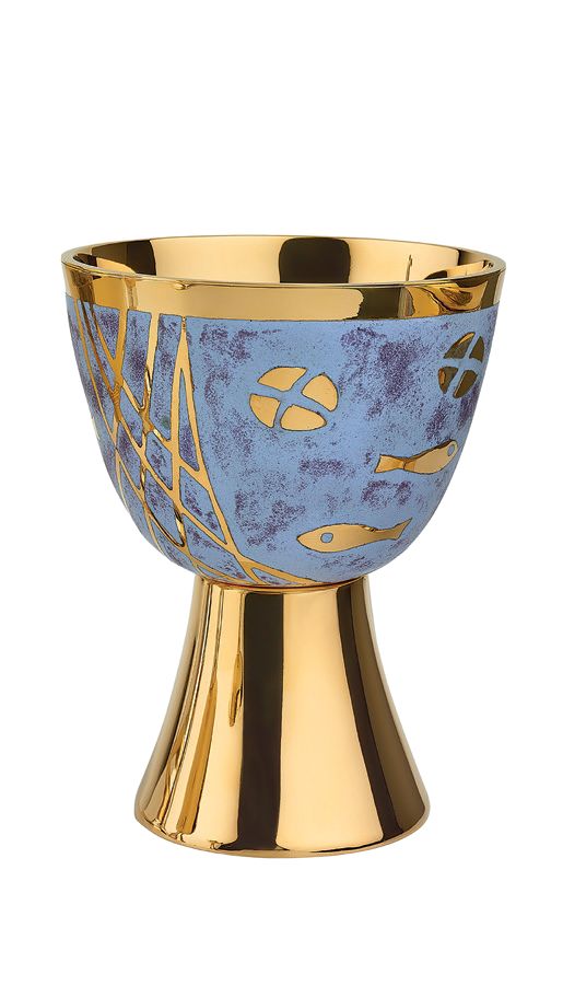 Enameled Chalice & 6-1/2" Bowl Paten