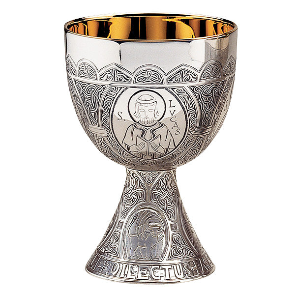 Calice évangéliste celtique et patène de 6-1/4 po.