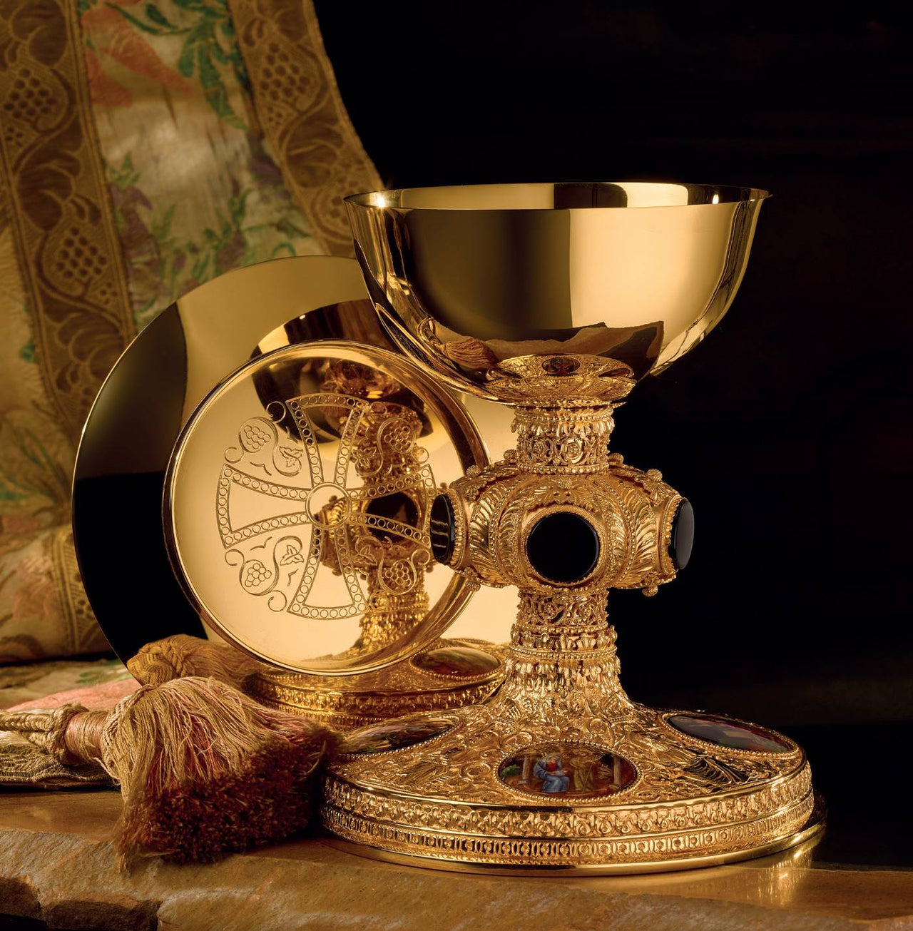 Calice Vie de Jésus et patène de 15,9 cm