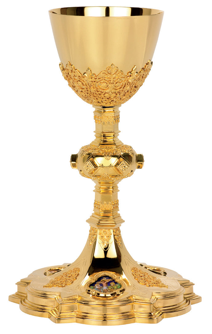 Traditional Gothic Chalice & 6-1/4" Scale Paten with Ring