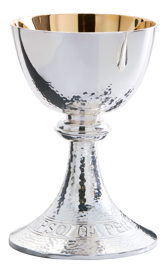 Roman Hammered Motif Chalice & Paten