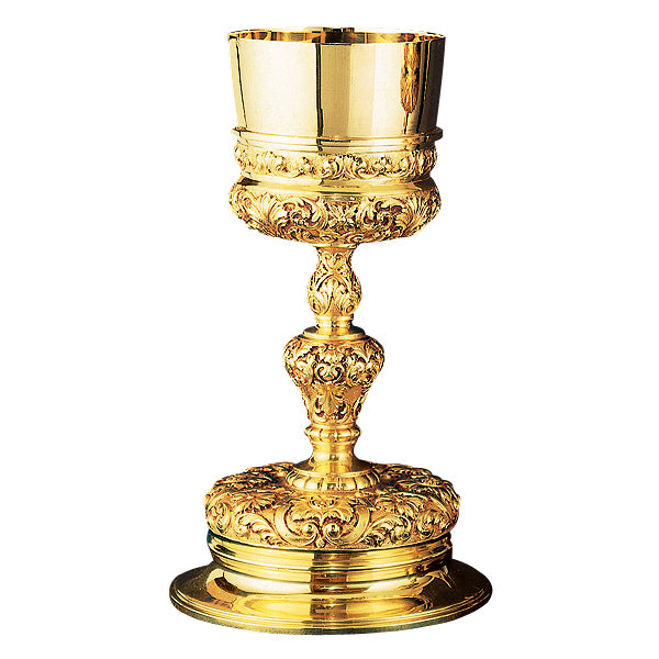 Calice baroque repoussé et patène de 6-1/4 po.