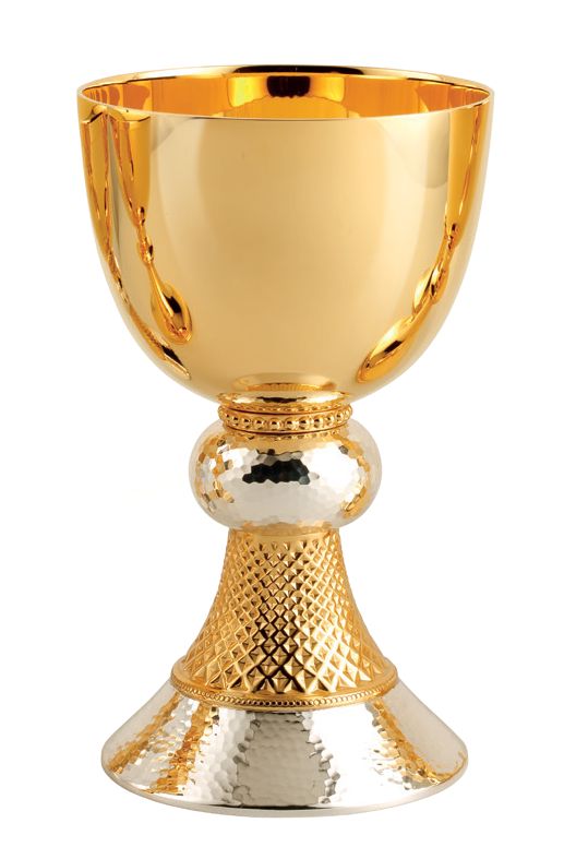 Two-Tone Hammered Chalice with 6-1/4" Dish Paten