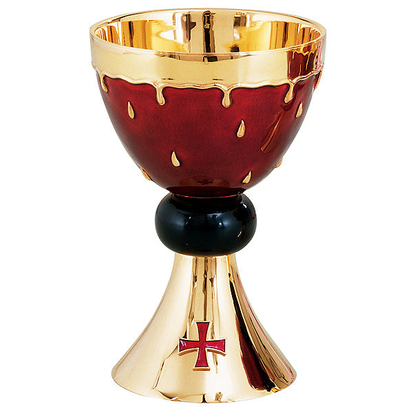 Drops of Blood Enameled Chalice & 6" Bowl Paten
