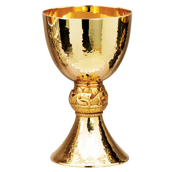 Hammered with Fish & Loaf Node Chalice & Dish Paten