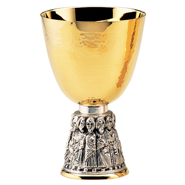 12 Apostles Motif Hand Hammered Chalice & 5-3/4" Scale Paten