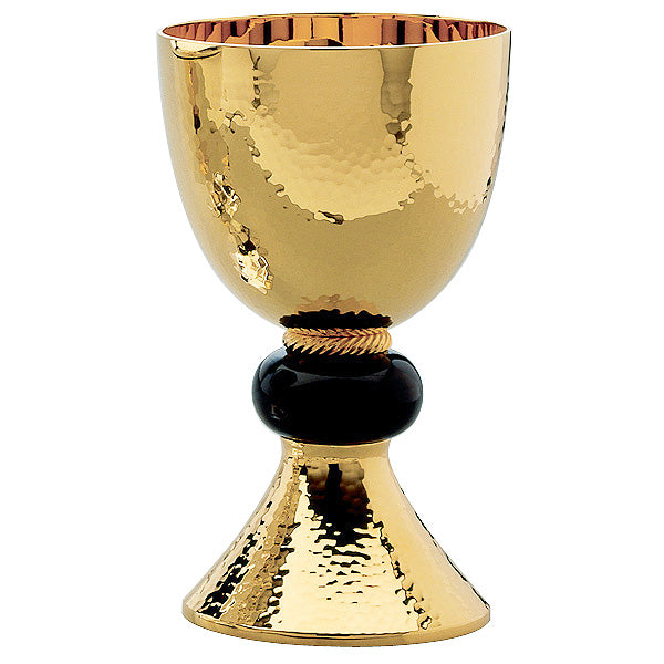 Calice en Onyx Noir avec Nœud et Patène de 16,5 cm