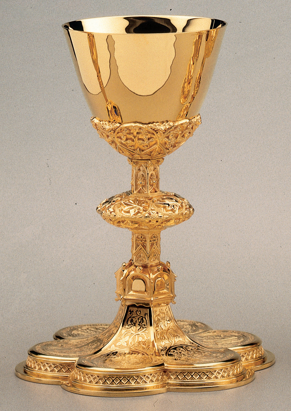 Calice Gothique Plaqué Or et Patène de 16 cm avec Anneau