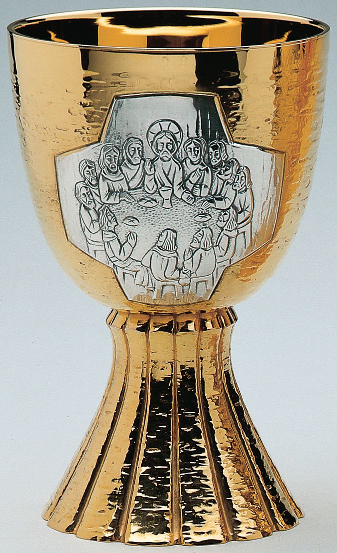 Last Supper Motif Chalice with 6-1/2" Bowl Paten