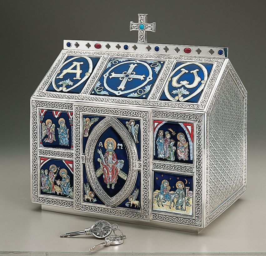 Chest Type Celtic Filigree Tabernacle (14" x 13 3/4" x 9 3/4")