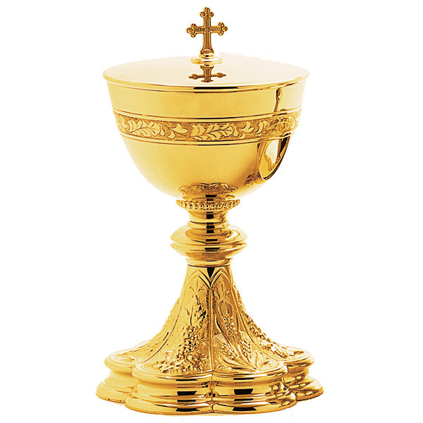 Grape & Wheat Motif Ciborium (9" Ht)