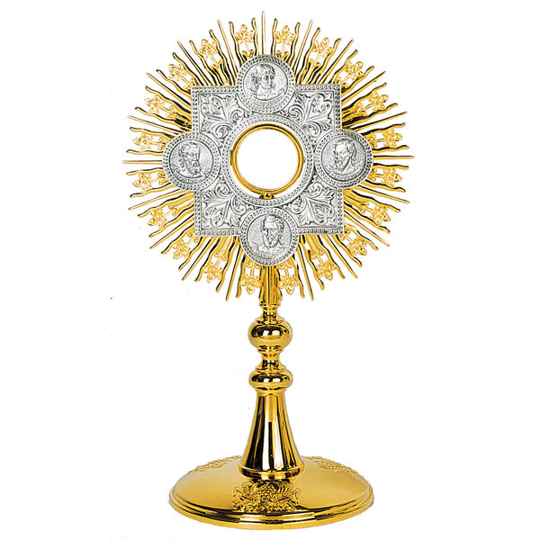 4 Evangelists Motif Monstrance with Silver-Plated Aureole