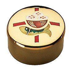 Loaves & Fish Motif Communion Pyx - 15 Host