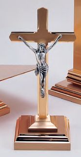 Combination Finish Bronze Altar Crucifix: 1120 Style - 13.5" Ht