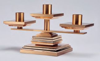 3, 5, 7 Lite Combination Finish Bronze Altar Candelabra: 1120 Style - 7" Square Base