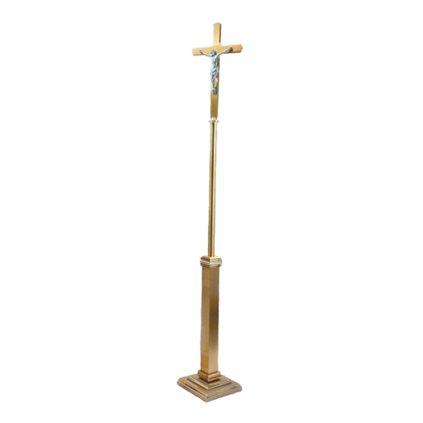 Croix de procession de sol en bronze à finition combinée : Style 1120 - 85" H