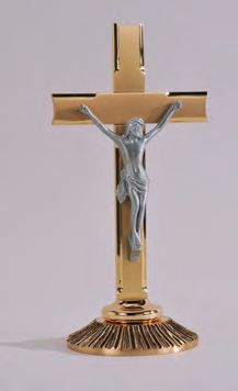Crucifix d'autel en bronze à finition combinée : style 1936 - 33 cm H