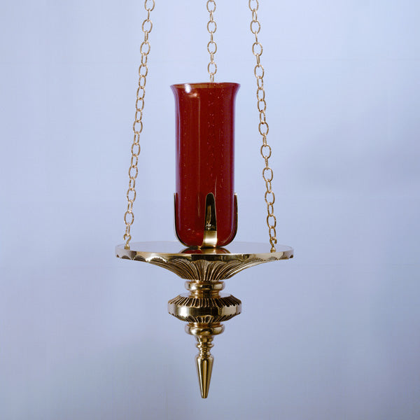 Lampe de sanctuaire suspendue en bronze combiné : Style 1936 - 28 cm de diamètre