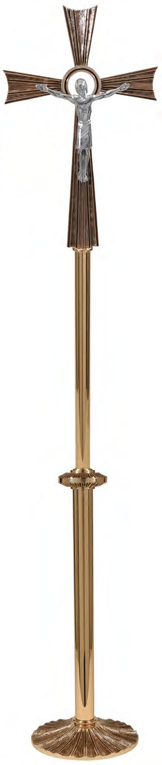 Croix/Crucifix de sol de procession en bronze, finition combinaison : style 1936 - 213 cm H