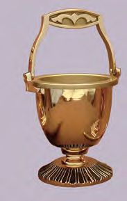 Bronze Holy Water Container/Pot & Sprinkler: 1936 Style - 11 3/4" Ht