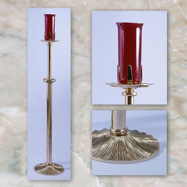 Lampe de Sanctuaire de Sol en Bronze Poli Brillant : Style 1936 - 130 cm H