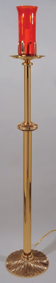 Lampe de Sanctuaire de Sol en Bronze Poli Brillant : Style 1936 - 130 cm H