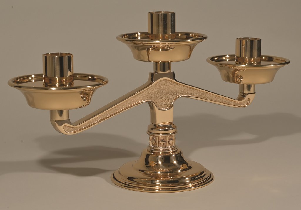 Chandelier d'autel 3 feux finition bronze : Style 2034 - Douille 3,8 cm