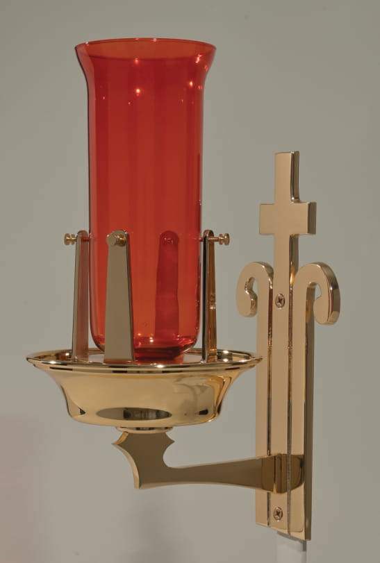 Lampe de sanctuaire murale en bronze : Style 2034 - 30,5 cm H
