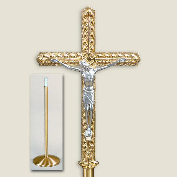 Bronze Floor Processional Crucifix: 2070 Style - 85" Ht