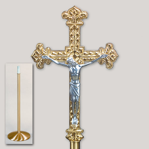 Bronze Floor Processional Crucifix: 2075 Style - 83" Ht