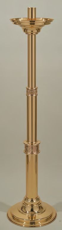 Candélabre pascal fixe en bronze : style 2034 - 122 cm de hauteur - douille de 4,9 cm