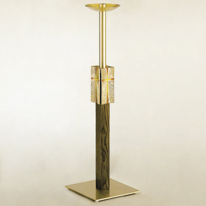 Chandelier sur pied en bronze à colonne en chêne foncé : Style 2155 - 40" H - Douille 1-1/2"
