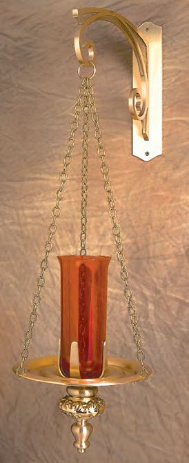 Lampe de sanctuaire suspendue en bronze : Style 2384 - Ht 29,21 cm
