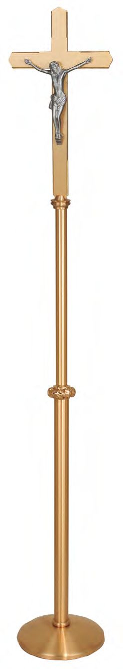 Croix processionnelle de sol en bronze : Style 2384 - 228 cm H