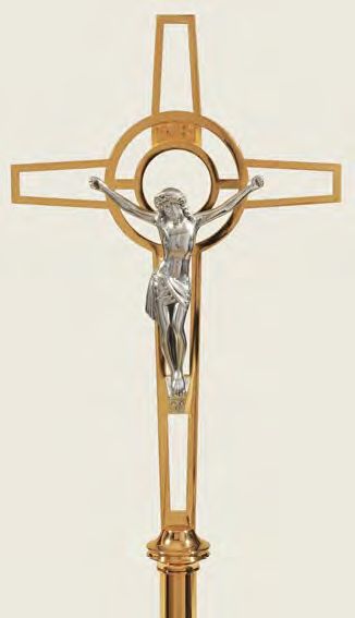 Processional Bronze Floor Crucifix: 3085 Style - 86" Ht