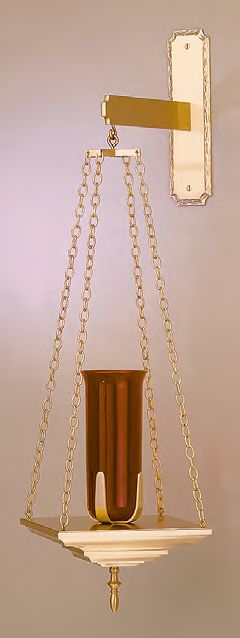 Bronze Hanging Sanctuary Lamp With Bracket: 5959 Style - 40" Ht
