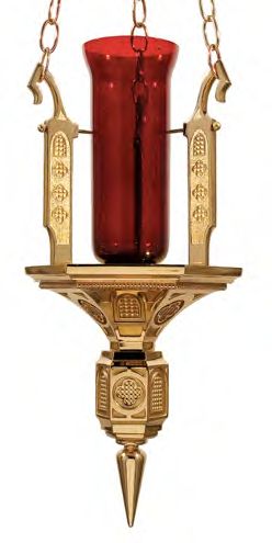 Lampe de sanctuaire suspendue en bronze très poli sans support : Style 6225