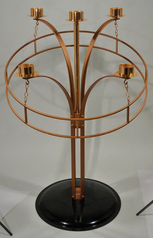 Black/High Polish Standing Advent Wreath - Removable Ring: 7535 Style - 3" Sockets