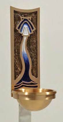 Satin Finish Blue/White Enamel Bronze Holy Water Font: 7744 Style