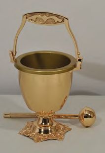 Bronze Holy Water Pot & Sprinkler: 8130 Style