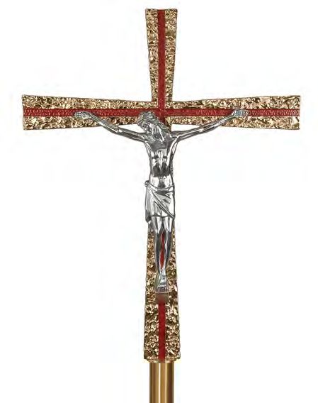 Processional Bronze Enameled Floor Crucifix: 8633 Style - Two Sizes