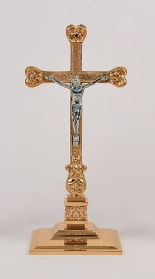 Combination Finish High Relief Altar Crucifix (B): 9035 Style - 13.5" Ht