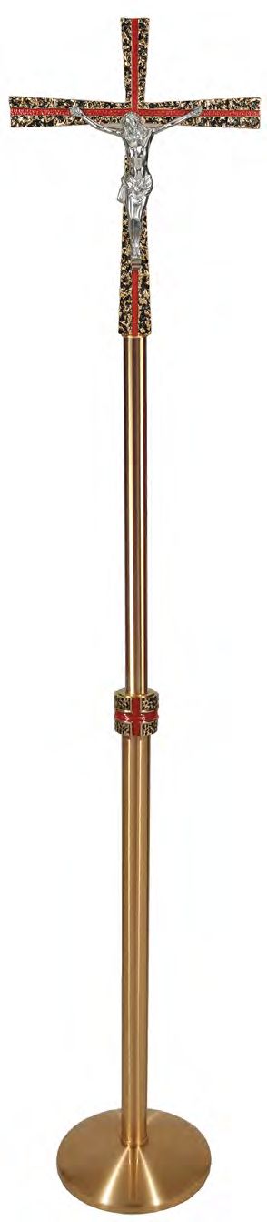 Processional Enamelled Floor Bronze Cross/Crucifix: 9013 Style