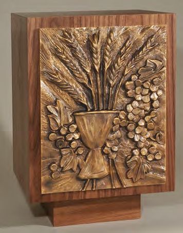 Statuary Bronze Finish in Oak or Walnut Housing "Eucharist" Tabernacle: 9631 Style - 18" Ht