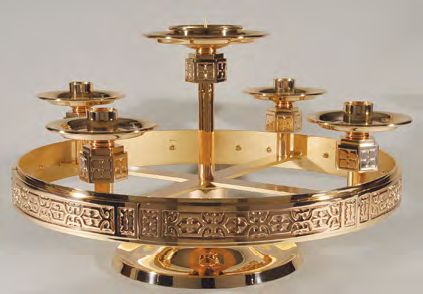 Bronze Table Top Advent Wreath With Base: 9942 Style - 1 1/2" Socket