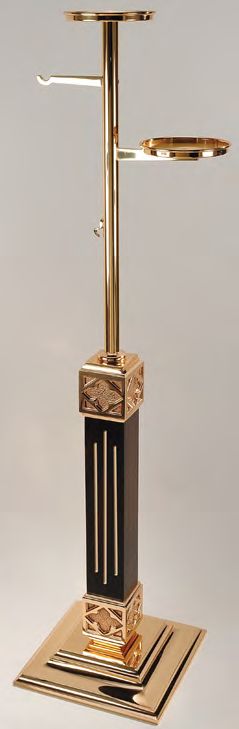 High Polish Bronze Censer Stand w/Wood Column: 9988 Style