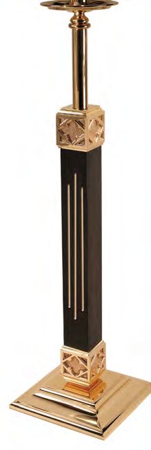 Processional High Polish Bronze Floor Candlestick w/Wood Column: 9988 Style
