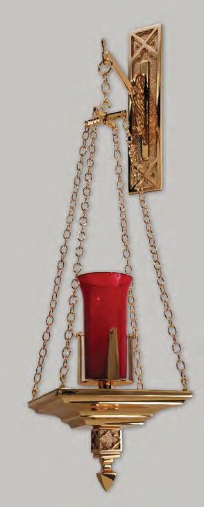 High Polish Hanging Sanctuary Lamp Without Bracket: 9988 Style - 10" Square Base