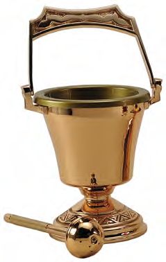 Bronze Holy Water Pot & Sprinkler: 9940 Style